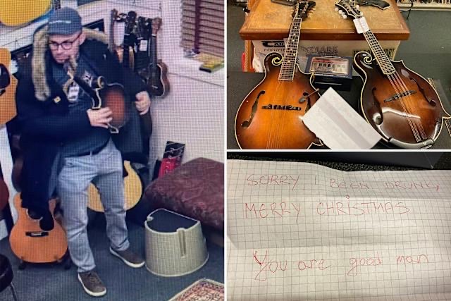 Tipsy Justice: New Jersey Mandolin Thief Returns $9,000 in Instruments With a Handwritten&nbsp;Apology